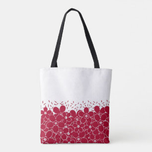 Tote Bag Fleurs rouges marguerites sur arrière - plan blanc