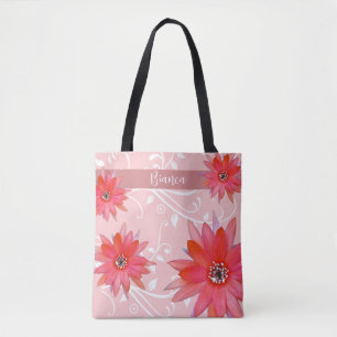 Tote Bag Fleurs rouges Whimsical Feuilles Tourbillonnant Aj