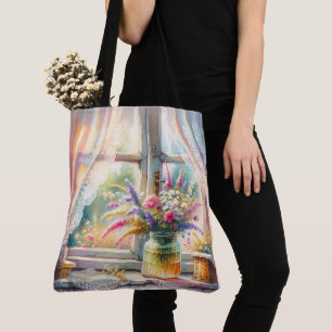 Tote Bag Fleurs sauvages à la fenêtre de la chaumière ensol