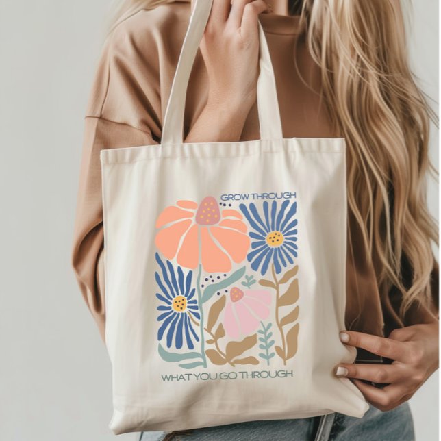 Tote Bag Fleurs sauvages Boho avec citations inspirantes (Créateur téléchargé)