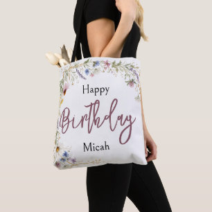 Tote Bag Fleurs sauvages Floral Botanique Aquarelle, Feuill