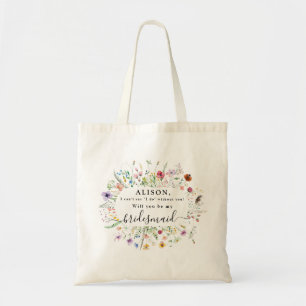 Tote Bag Fleurs sauvages Seras-tu ma demoiselle d'honneur S
