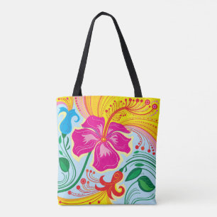 Tote Bag Fleurs tropicales balayées par le vent
