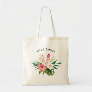 Tote Bag Fleurs tropicales d'aquarelle, feuille avec la