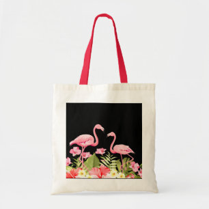 Tote Bag Fleurs tropicales et design de flamants roses