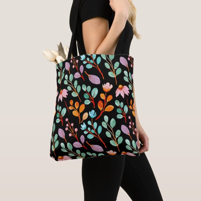 Tote Bag Fleurs Vintage Aquarelle tendance (De près)
