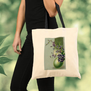 Tote Bag Fleurs violettes fleuries vintage dans un œuf de P