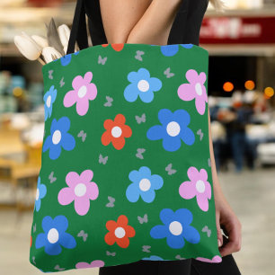 Tote Bag Fleurs vives et papillons