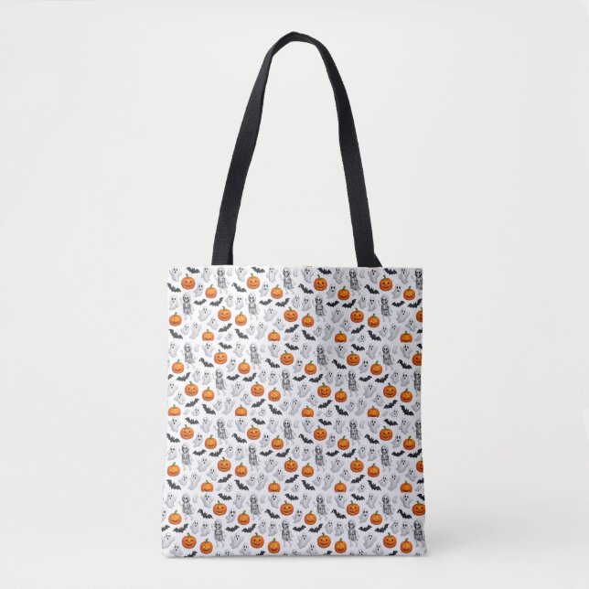 Tote Bag Floating Halloween Magic — Seamless Pattern of Glo (Devant)
