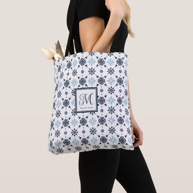 Tote Bag Flocon de neige monogramme (De près)