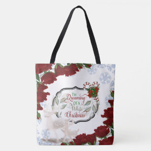 Tote Bag Flocon de neige rose rêver d'un Noël blancTote