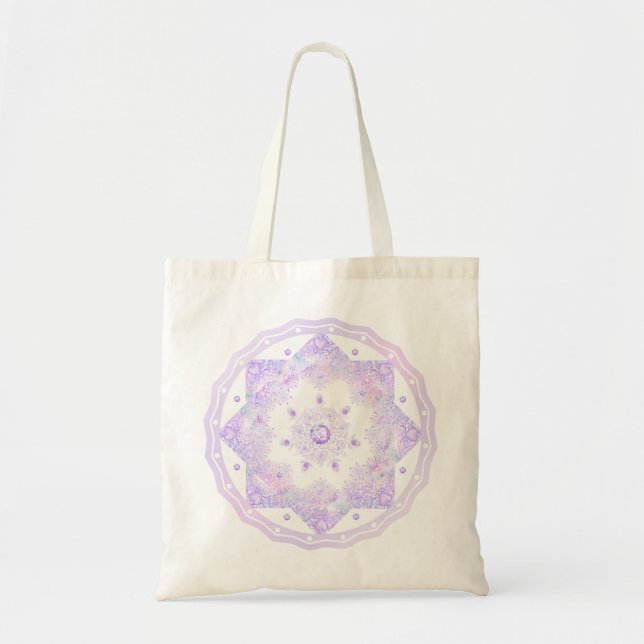 Tote Bag flocon de neige violet clair et coeur étincelant (Devant)