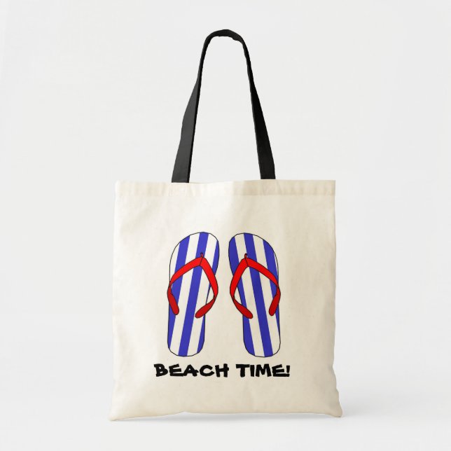 Tote Bag Flops à tongs bleu et blanc Art (Devant)