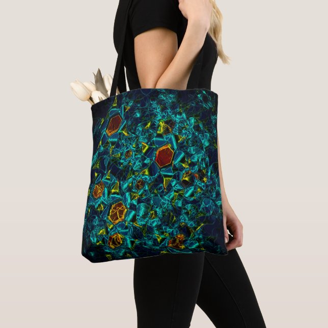 Tote Bag Flor virtuel em azul gradiente, estilhaçada (De près)