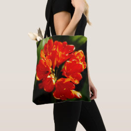 Tote Bag Floral à fleurs orange vibre