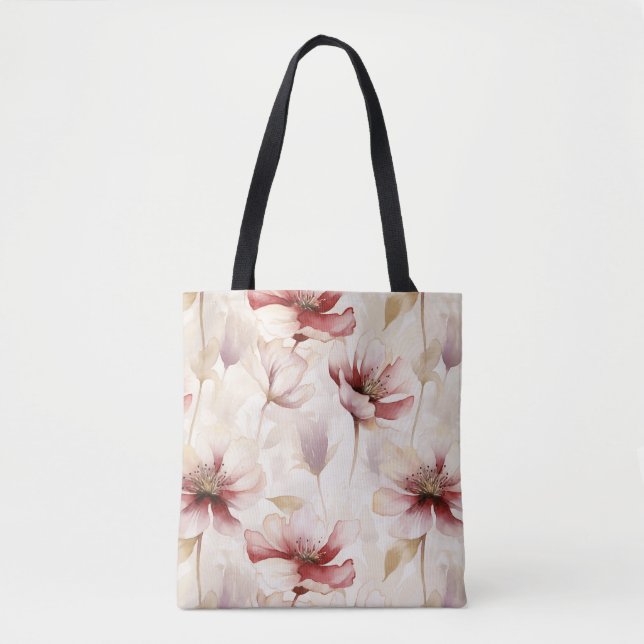 Tote Bag Floral à la crème bourguignonne (Devant)