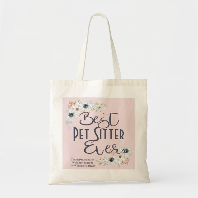 Tote Bag Floral Best Pet Sitter (Devant)
