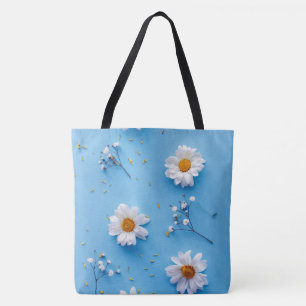 Tote Bag Floral Daisy Motif - Bleu clair