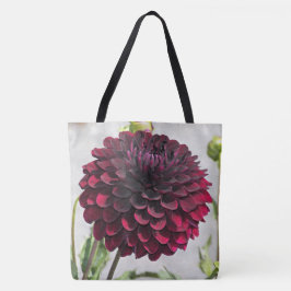 Tote Bag Floral de dahlia rouge foncé