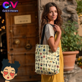 Tote Bag Floral folk coloré et oiseaux