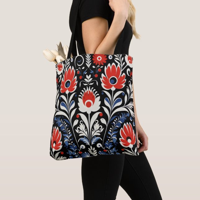 Tote Bag Floral Folk Motif (De près)