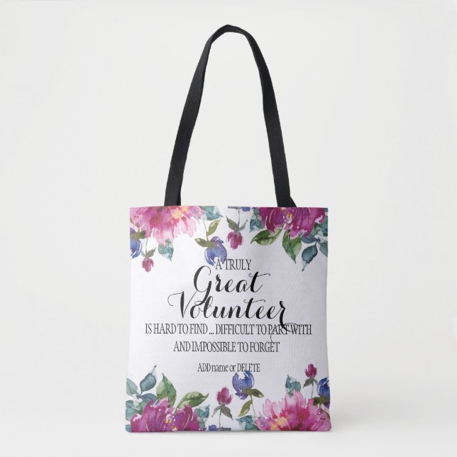 Tote Bag Floral fourre-tout Bénévole Merci Appréciation Cad (Devant)