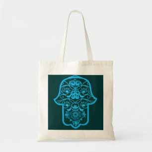 Tote Bag Floral Hamsa (Blue)