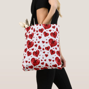 Tote Bag Floral Hearts Motif