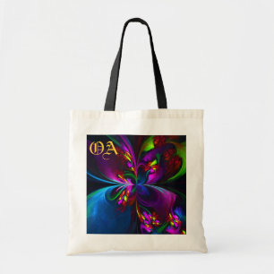 Tote Bag Floral moderne Art Abstrait Rouge Bleu Motif #15
