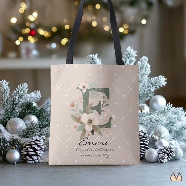 Tote Bag Floral Monogram E – Elegant Botanical Letter Art (Créateur téléchargé)