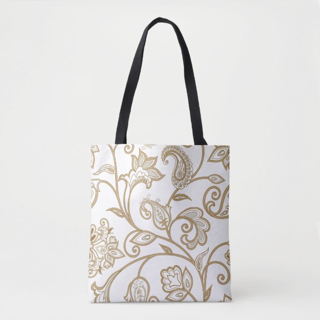 Tote Bag Floral Oriental : Ethnique Carrelée. (Devant)