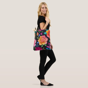 Tote Bag Floral Patern Rose Fourre-tout