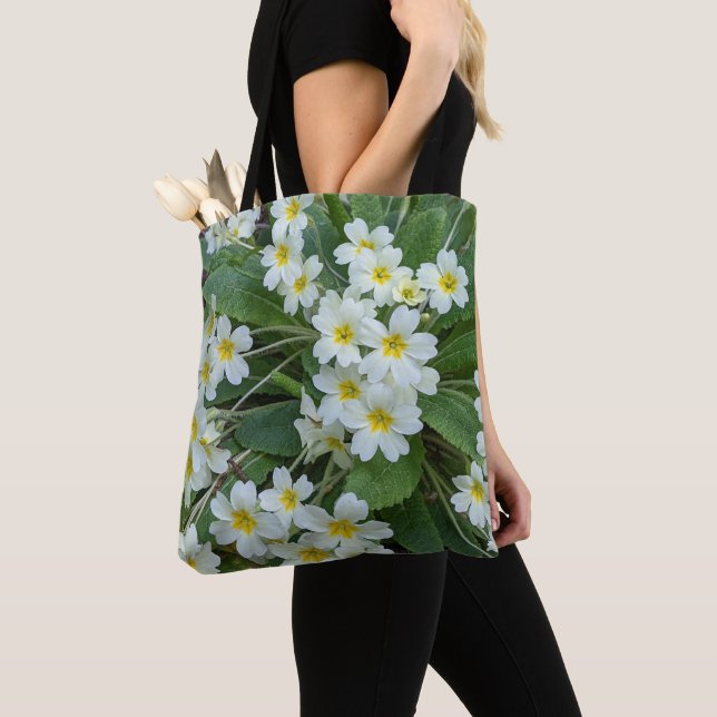 Tote Bag Floral Primroses blanches (De près)