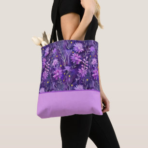 Tote Bag Floral rose et jaune marguerite, bloc de couleur