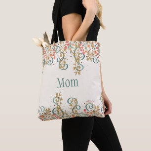Tote Bag Floral Spring Flowers Maman Nom personnalisé