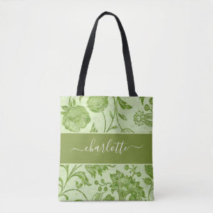 Tote Bag Floral vert Vintage rustique