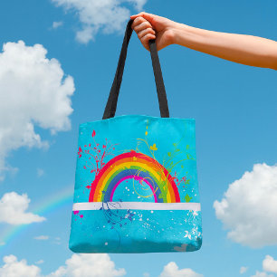 Tote Bag Flore arc-en-ciel Abstraite et plaque de peinture