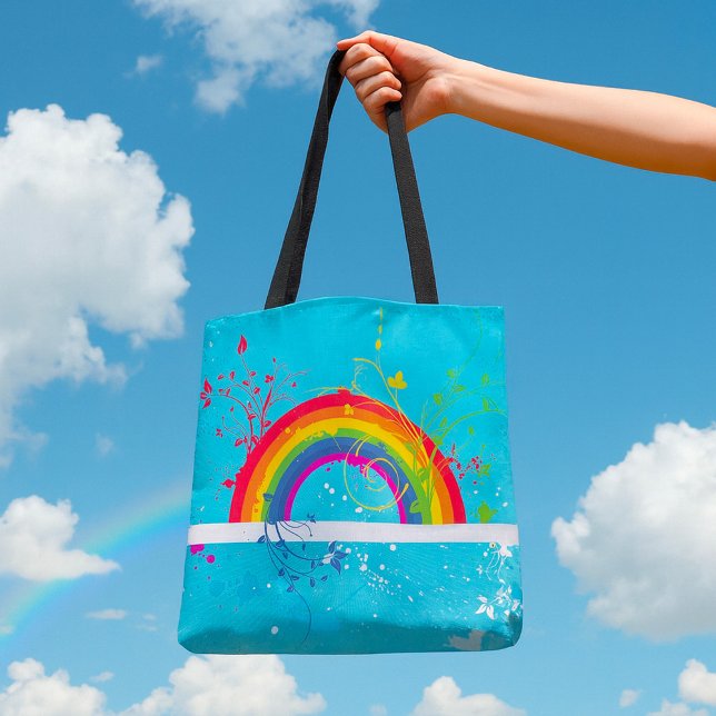 Tote Bag Flore arc-en-ciel Abstraite et plaque de peinture (Créateur téléchargé)