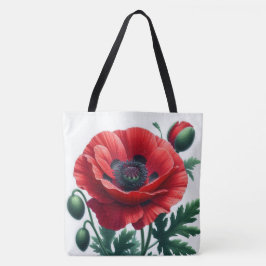 Tote Bag Flore de pavot rouge