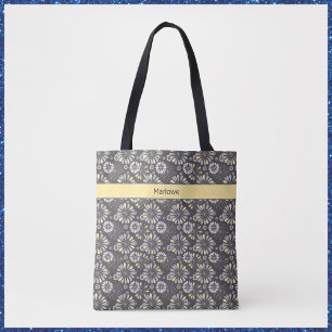 Tote Bag Flore gris et jaune tendance