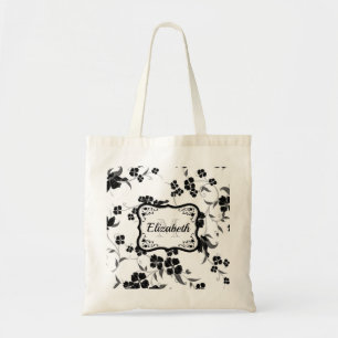 Tote Bag Flore noire et blanche