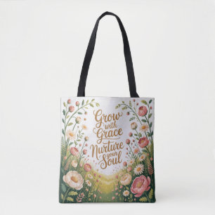 Tote Bag Flore Rayonnante Croissance Avec Citation Grace