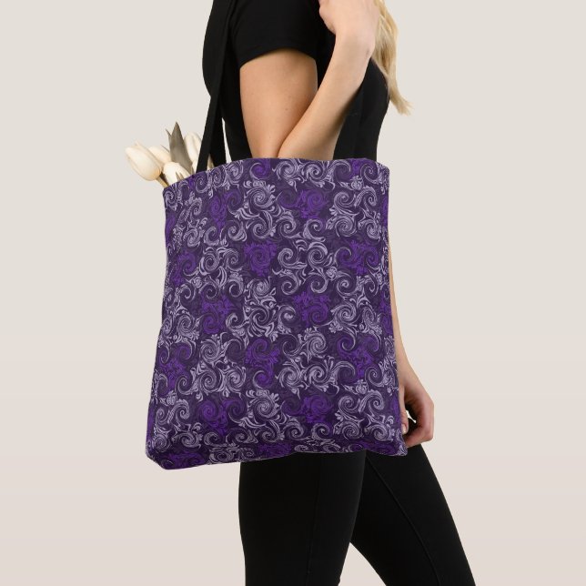Tote Bag Flore vintage violette (De près)