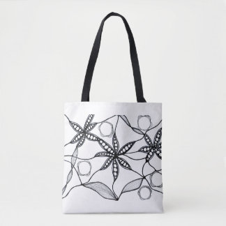 Tote Bag Flores abstractas en blanco y negro