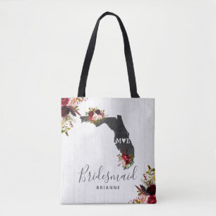 Tote Bag Florida State Destination Rustique Mariage Monogra