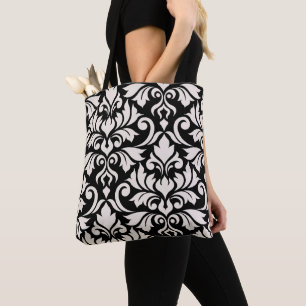 Tote Bag Flourissant Damask Art I Cream sur Black
