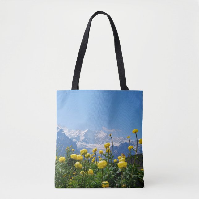 Tote Bag Flowers (homonymie) | Eiger Monch Swiss Alps (Devant)