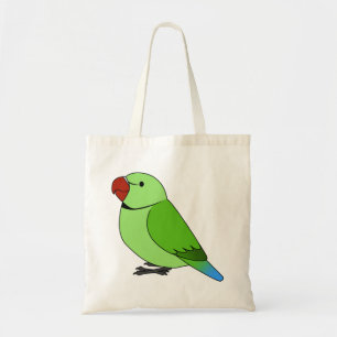 Tote Bag Fluffy perroquet indian vert sauvage à cou cerclé