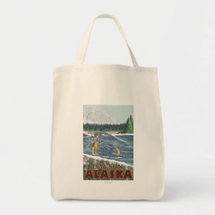 Tote Bag Fly Fisherman - Dawson, Alaska