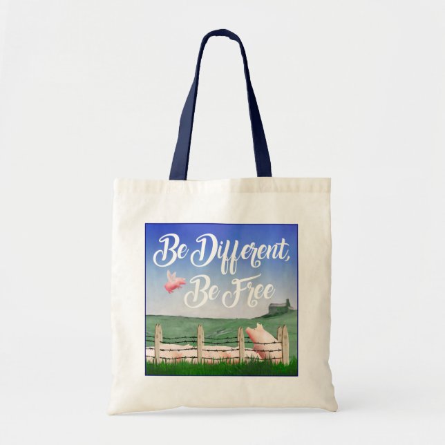 Tote Bag Flying Pig-Be Different (Devant)